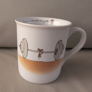 Vintage Hallmark Rim Shots "Give Me Strength" Coffee Tea Mug 1985 Weights Mouse